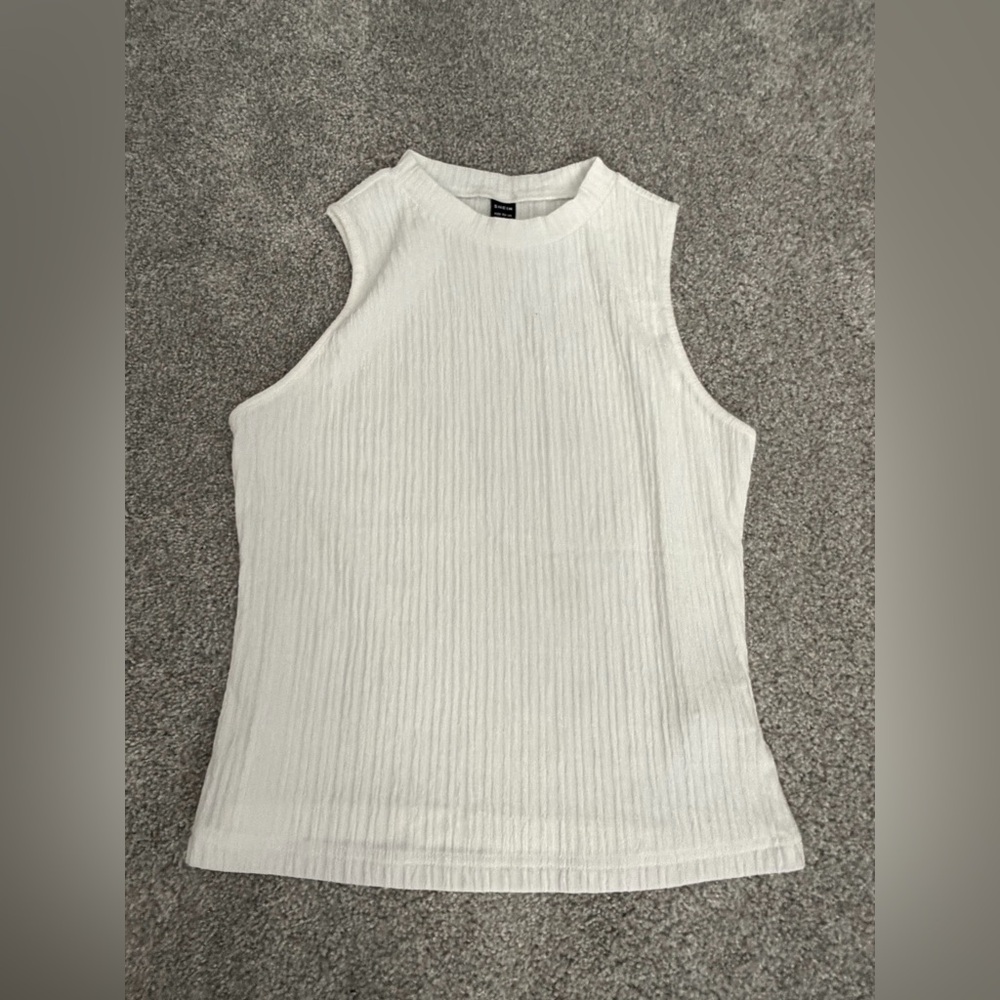 White Shein ribbed tank top blouse